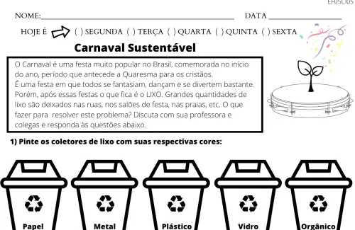 atividade carnaval sustentável 